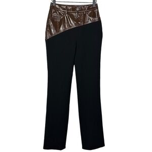 Staud Pants 4 Black Patent Leather Sample Minimalist Career Editor Chic Trouser